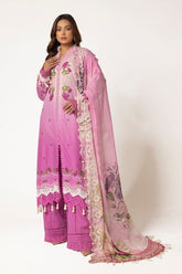 3 Piece Unstitched Embroidered Lawn Suit with Embroidered Chiffon Dupatta BM-52014